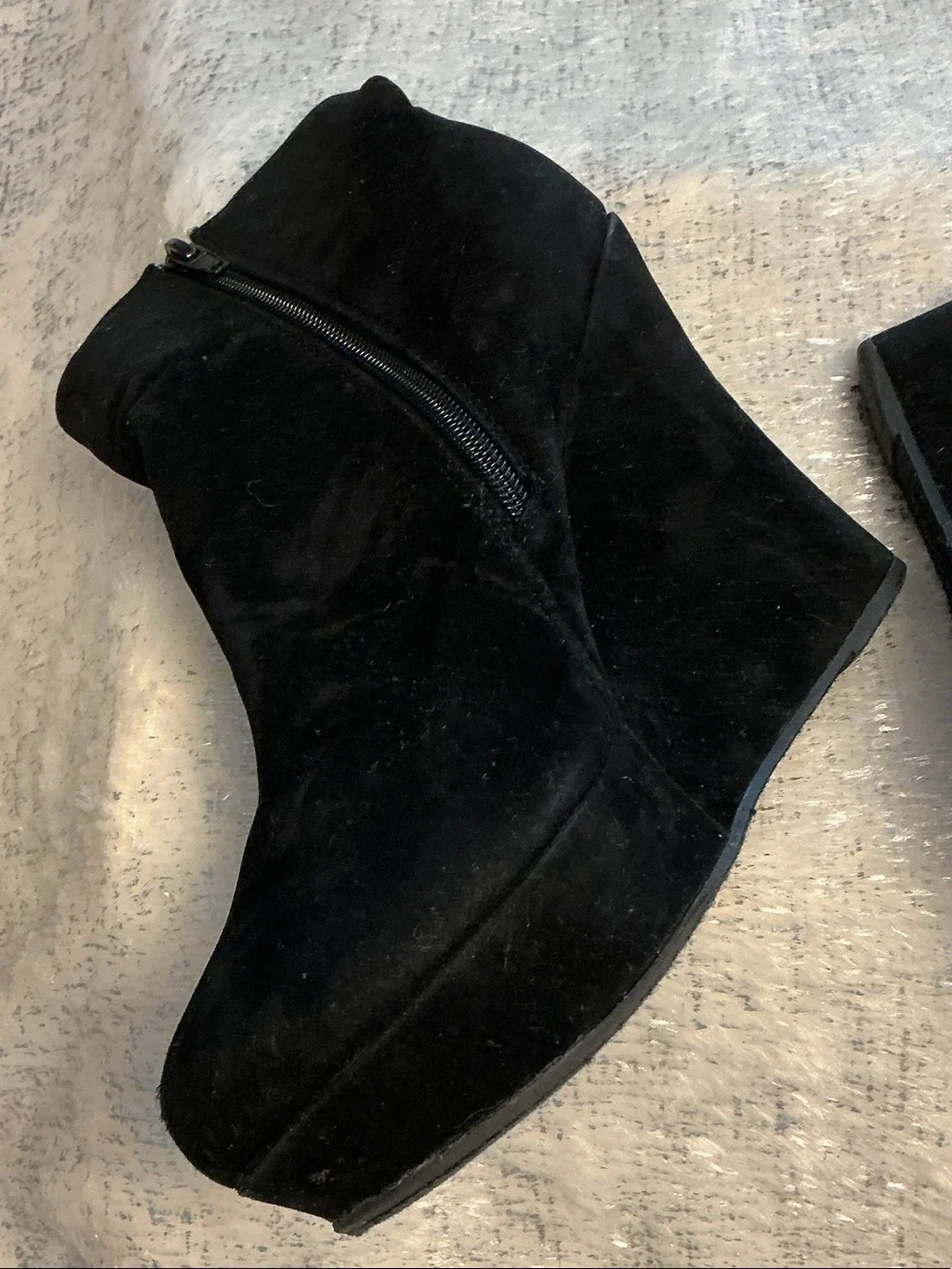 Women’s Black Suede Like Ankle Booties with Side Zip